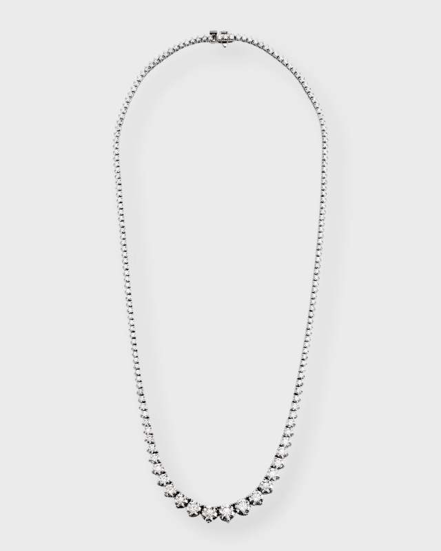 18k White Gold Graduated Diamond Necklace, 17"L, 12.2tcw
